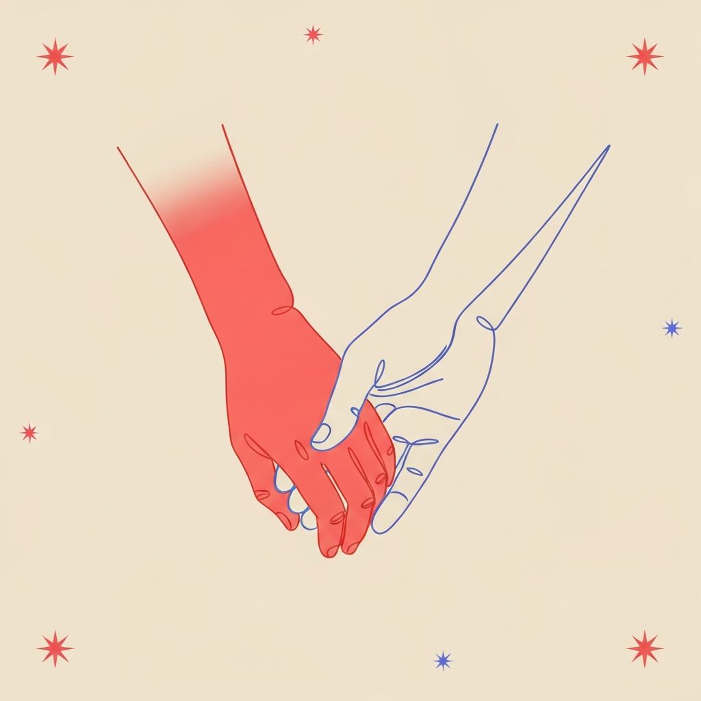 Ilustracja dwóch splatających się dłoni